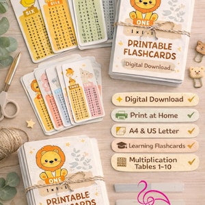 Animal Multiplication Flashcards | Kids Math Learning (PDF Pattern)