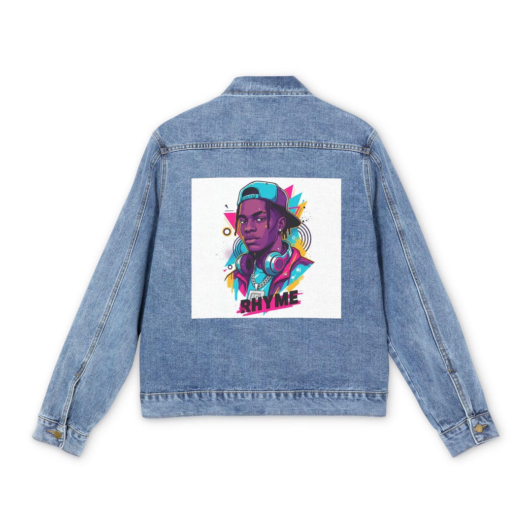 Denim Jacket Rapper Retro Rapper Portrait Denim Jacket | Hip Hop Graphic Back Patch - Etsy