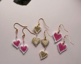 Pendientes colgantes de corazón con cuentas, hechos a mano