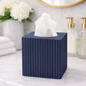 Modern Tissue Box Cover | Ribbed Cube Tissue Box Holder | Minimal Home Decor