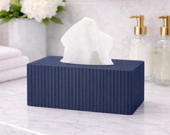 Modern Tissue Box Cover | Ribbed Tissue Box Holder | Minimal Home Decor
