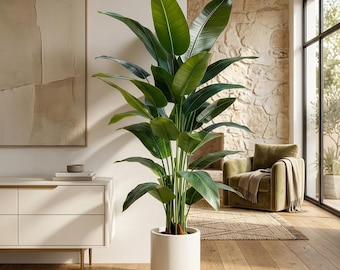1pc Large Simulation Banana Tree, 18pcs Large Leaf Low-Maintenance Plastic Decorations, Suitable for Indoor And Outdoor