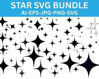 Sparkle Star SVG Bundle: Funkelnde Clipart, Schneidedateien (digitaler Download)