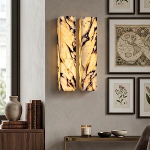 Apliques de mármol violeta Afyon hechos a mano – Lámparas de pared de piedra natural