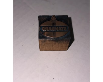 Bloque de impresión de madera con el logotipo de Standard Oil vintage de 1 pulgada, bloque de gas para soplete.