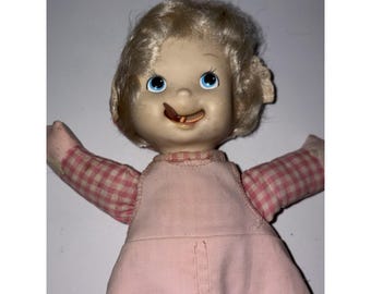 Vtg-12" Sweet Licks-1979 70s-Mego Tounge Licking Licks Doll Pink Checked