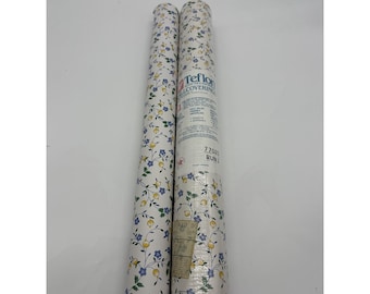 Rollo de papel pintado vintage de 1,5 pulgadas, nuevo, número de serie 77023, lote 2, estampado floral campestre azul y amarillo.