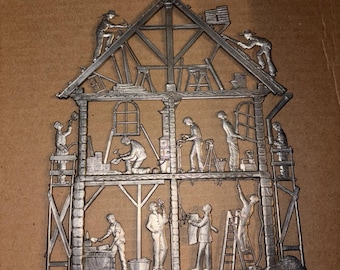 Vintage Guild House Wall Hanging by Wilhelm Schweizer Pewter Unpainted Rare