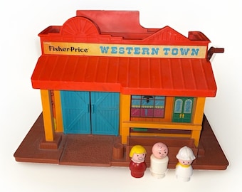 Vintage 1982 Fisher Price Little People Western Town Cowboy Family Play Set #934
