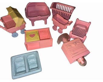 Bedroom Baby Lot Vtg Playskool Dollhouse Furniture Accessories  Victorian 90s