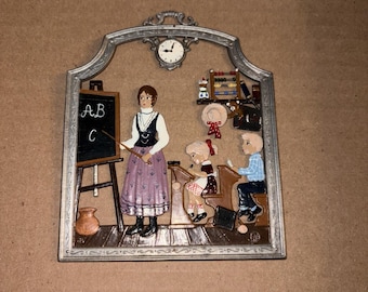 Wilhelm Schweizer Pewter Zinnfiguren The Female Teacher Wall Hanging