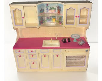 Vintage 1996 Tyco Kitchen Littles Deluxe Kitchen Center with Some Food