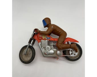 Vintage 1973 Mattel ELECTRIC HOG Triple Threat Motorcycle Stunt Bike Brown Suit