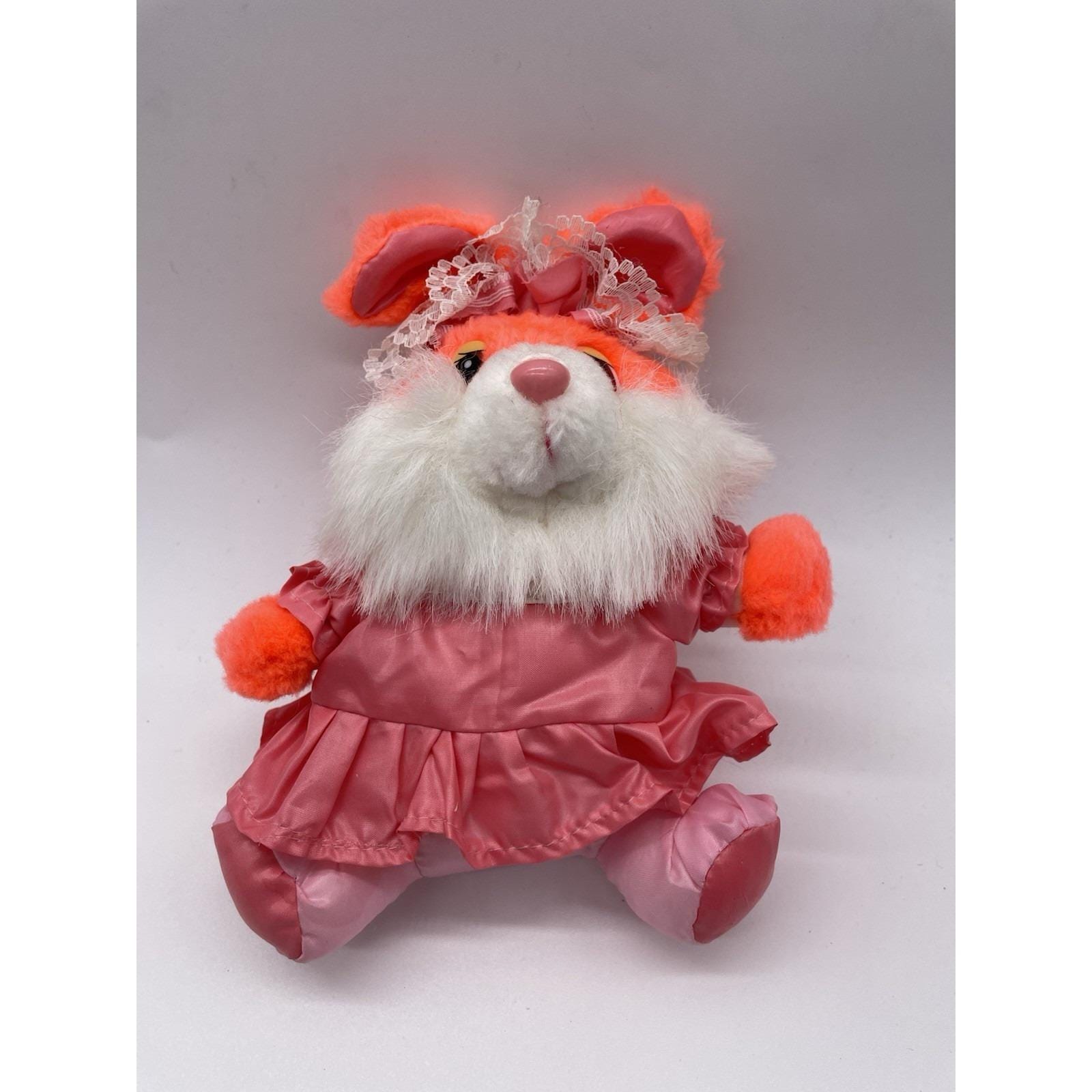Angels Rabbit 70s Vintage 70s Top Toys Bunny Rabbit Plush Pink Lined Ears & Paws Lace ...