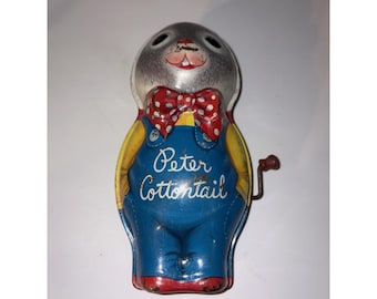 Vintage Peter Cottontail 1953 Mattel Tin Wind Up Toy