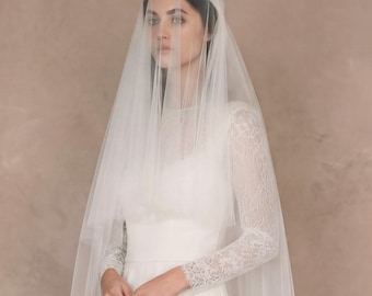 Two Tier Juliet Cap Veil, Ethereal Boho Wedding Veil with Blusher, Romantic Bridal Cap, Handmade UK