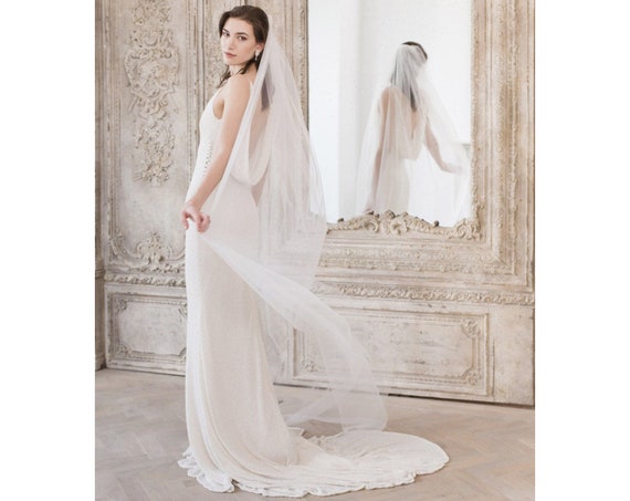3 M Wide Wedding Veil *Cathedral Length*Made to Order*Off white// Ivory*Cut Edge*