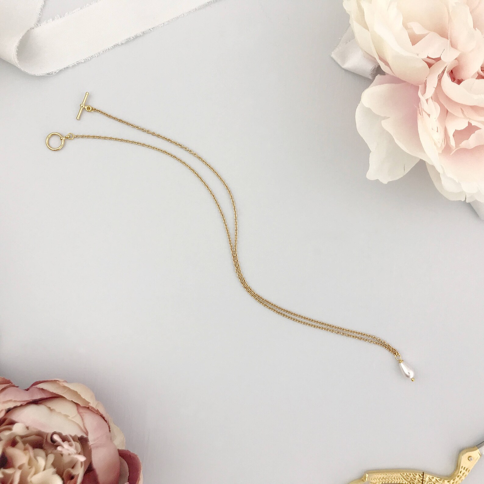 Pearl Drop Wedding Necklace Gold Drop Wedding Necklace Etsy UK