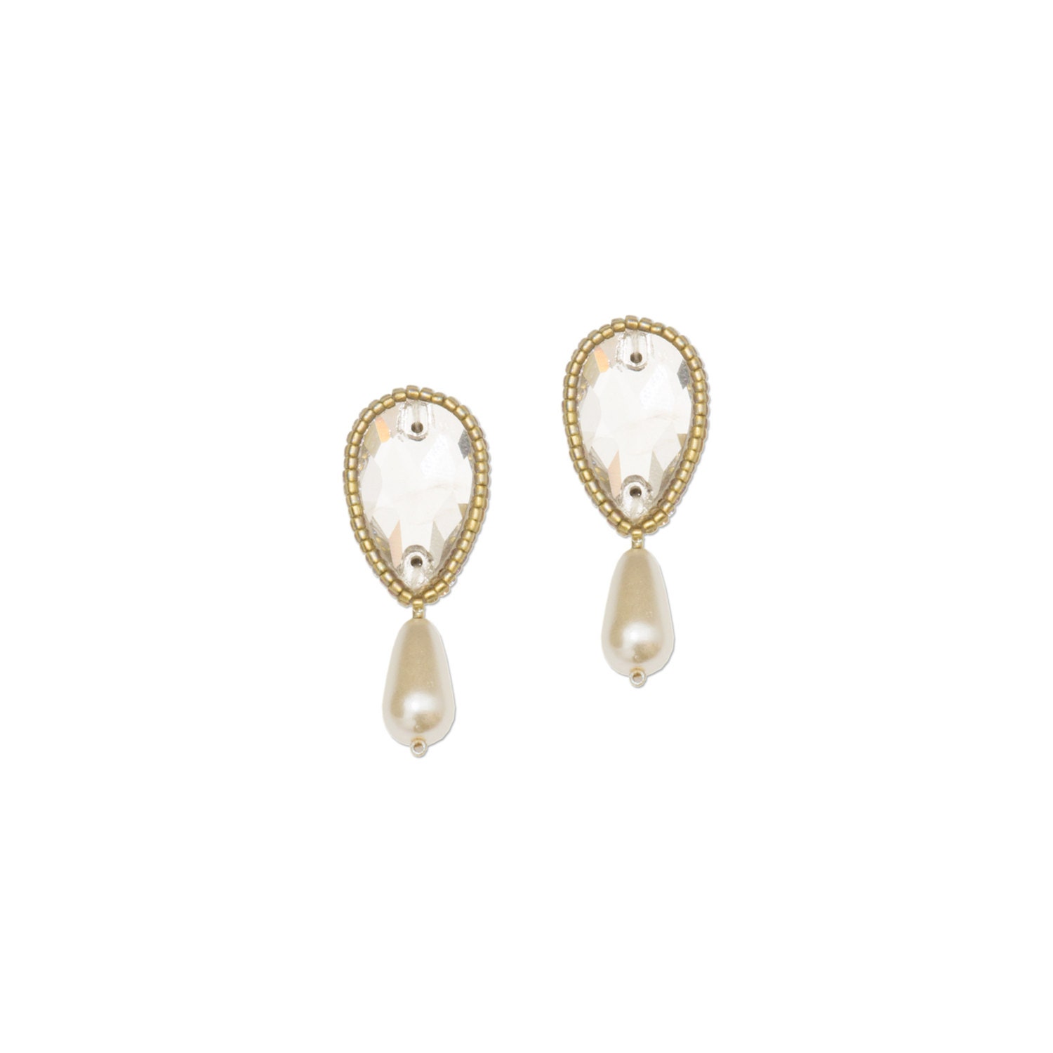 Gold Crystal & Pearl Drop Wedding Earrings Wedding Earrings - Etsy UK