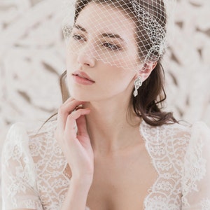 Bandeau Wedding Veil • Bandeau veil • Wedding veil • Bridal veil • Face veil • Ivory, White veil • Bridal Accessories • Russian netting