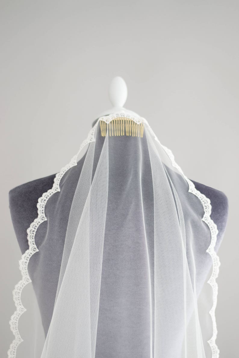Full lace edged barely there wedding veil \u2022 Lace Wedding Veil \u2022 Barely there wedding veil \u2022 Delicate lace edge sheer veil