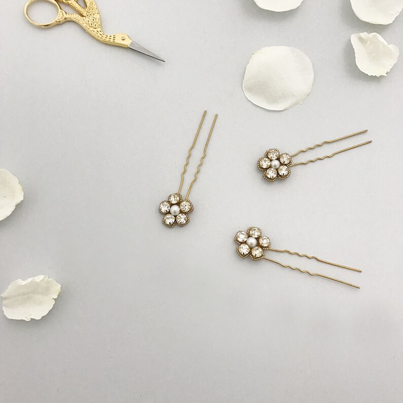 Flower hair pins Sparkle hair pins Weddng hair pins Bridal Etsy