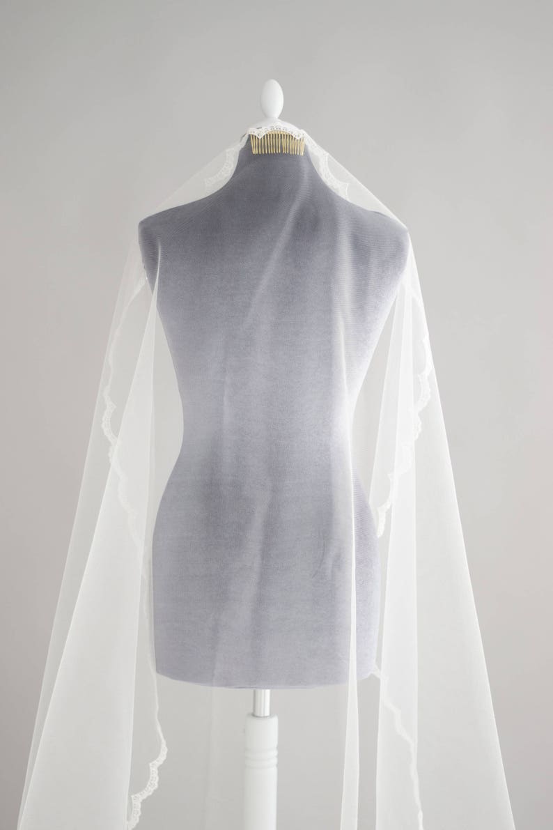 Full lace edged barely there wedding veil \u2022 Lace Wedding Veil \u2022 Barely there wedding veil \u2022 Delicate lace edge sheer veil