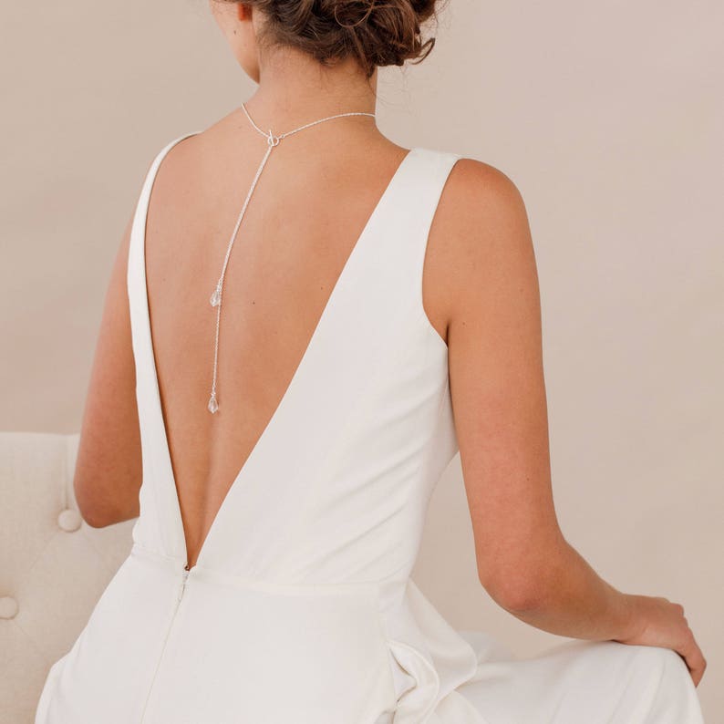 Crystal Back Drop Necklace • Crystal Back Necklace • Crystal Bridal ...