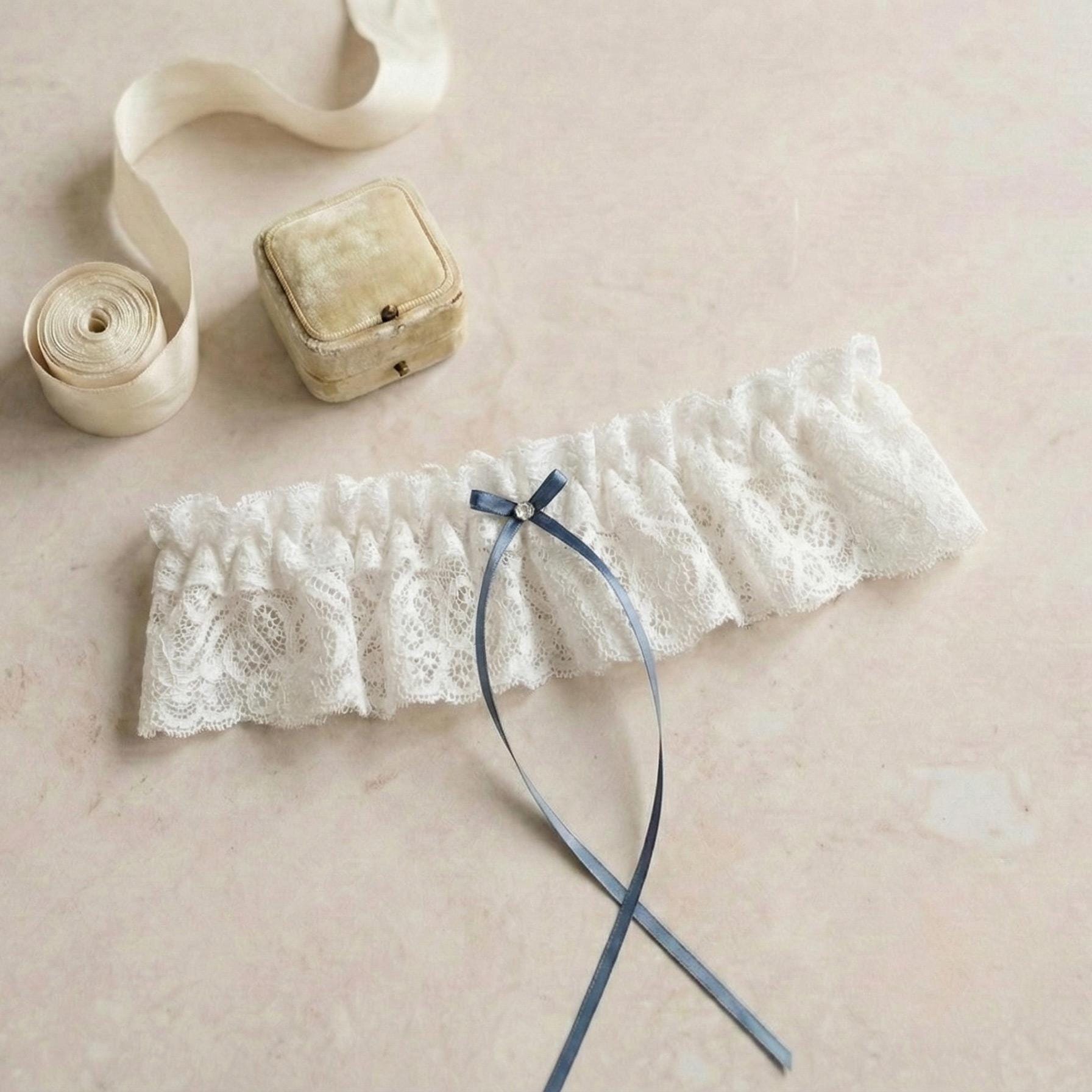 Something Blue Wedding Garter * Lace Bridal Garter * Handmade Heirloom Garter