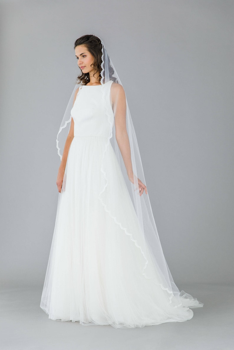 Full lace edged barely there wedding veil \u2022 Lace Wedding Veil \u2022 Barely there wedding veil \u2022 Delicate lace edge sheer veil