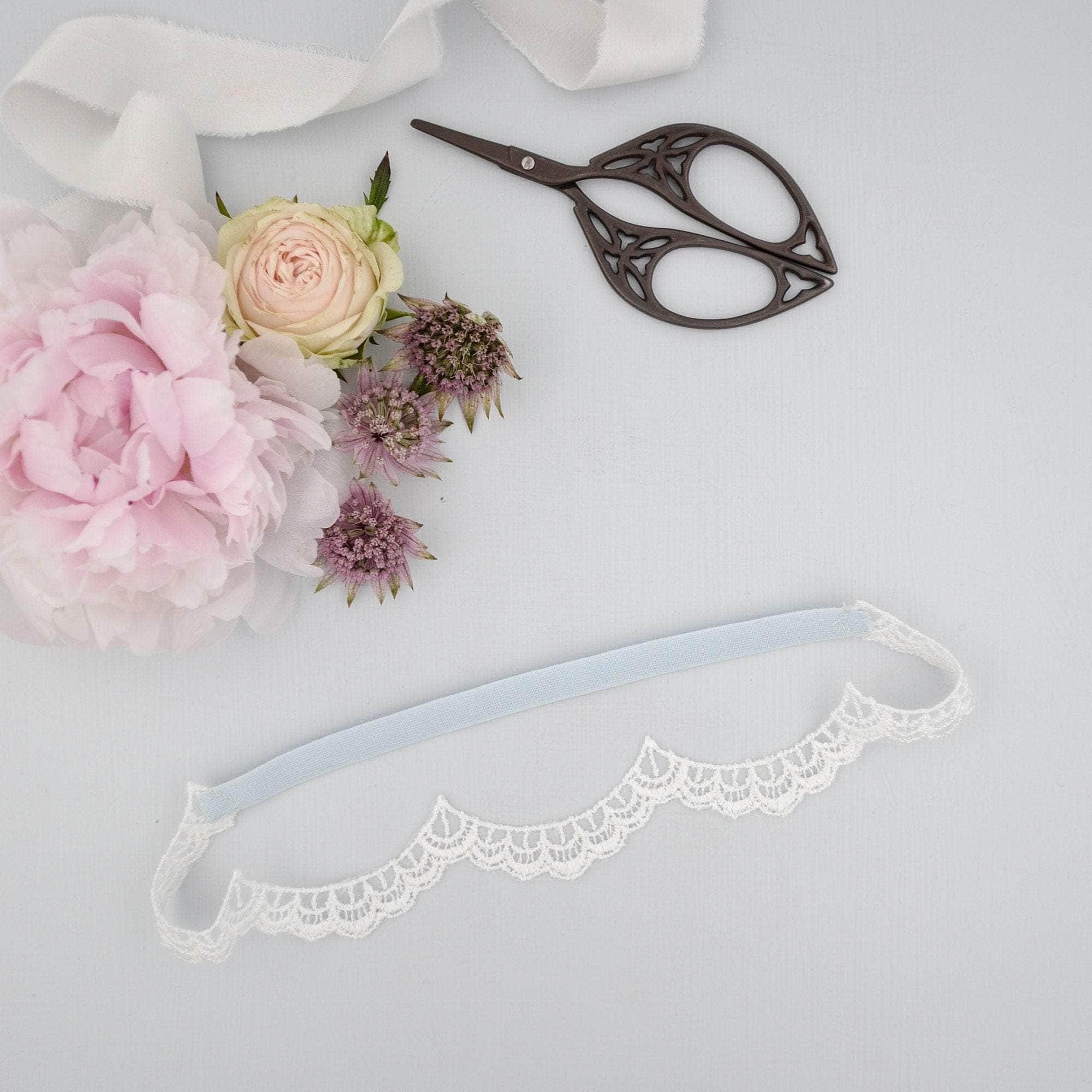 Something Blue Wedding Garter 'Ada' Delicate Scalloped Lace Bridal…