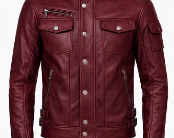 Giacca da motociclista da donna fatta a mano / Cappotto in pelle con chiusura a bottoni slim fit, multicolore