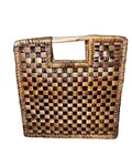 Handwoven Banana Leaf Tote Basket | Checkered Woven Storage Basket with Handles, Rustic Boho Home Decor product logo