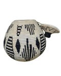 Handwoven African Basket with Lid: Rwanda Sweetgrass, Black & White product logo
