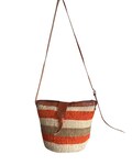 Handwoven Sisal Crossbody Bag | Orange & Natural Striped Basket Bag with Leather Strap, Boho Ethnic Style product logo
