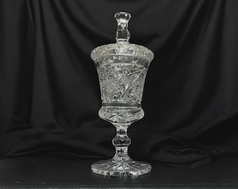 Jarrón de cristal francés - Hecho a mano/tallado a mano, mediados del siglo XX