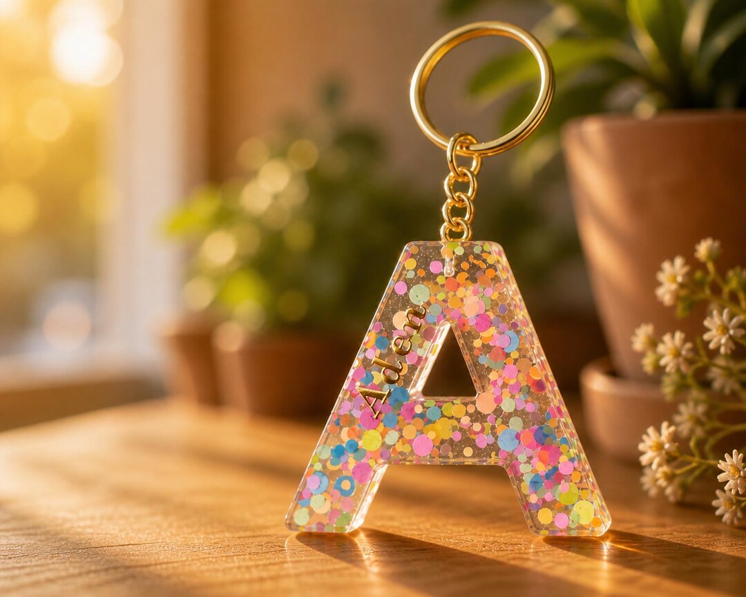Beautiful Keychains With Letters Personalized Letter Keychain With Name | Colorful Resin Keychain ...