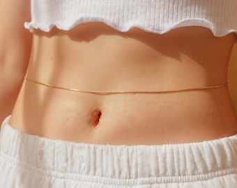 Catena minimalista per la vita, oro, argento, acciaio inossidabile – catena da donna per la vita – gioiello estivo da spiaggia regolabile