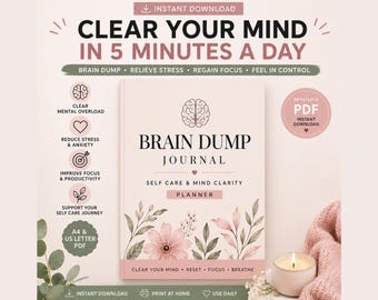 Brain Dump Planner Printable, Mental Clarity Journal, To Do List & Weekly Reset, Self Care Planner, A4 A5 PDF