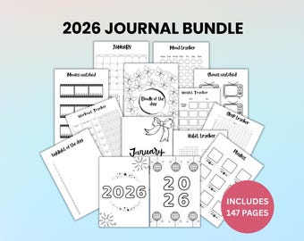 2026 big Journal Bundle - printable Journal Pages - Digital Planner Pages  - Digital Journal Bundle - 2026 Journal - Digital Download