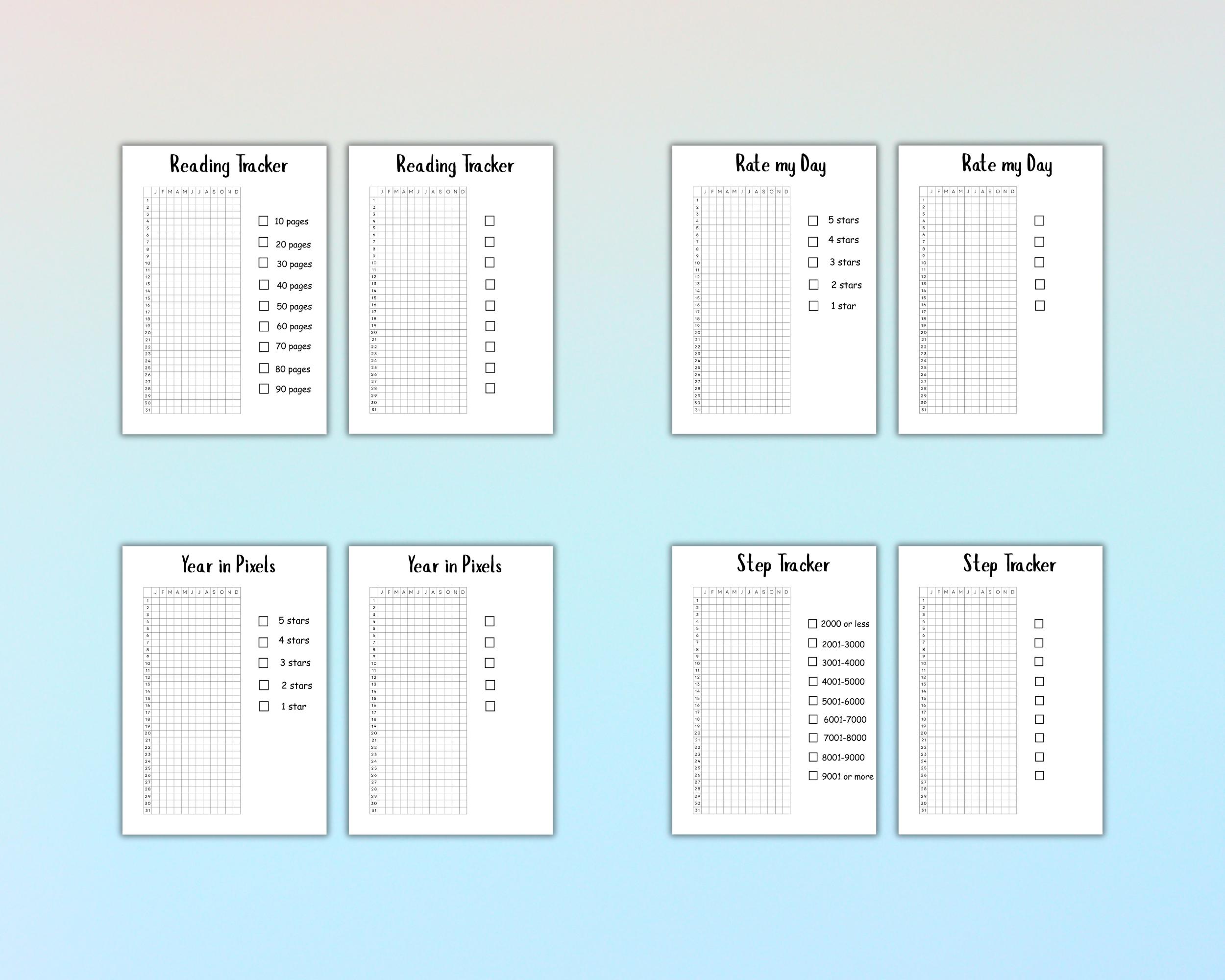 Yearly Trackers Bundle - PRINTABLE Journal Pages - Digital Planner ...