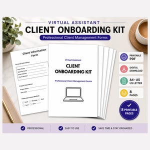 Virtual Assistant Client Onboarding Kit, Client Intake Forms, Printable PDF, VA Business Forms, A4 A5 US Letter, Digital Download