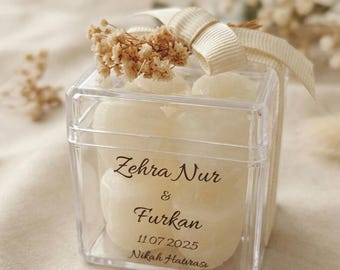 Personalized Soy Wax Bubble Candle Favors, Elegant Wedding Guest Gift Box