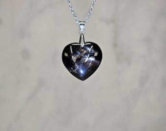 Flashy Hypersthene Heart Pendant | S925 Sterling Silver Crystal Jewelry
