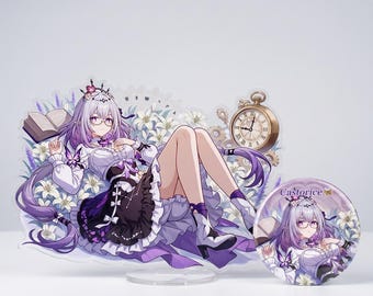 Honkai: Star Rail Castorice 75mm Tinplate Badge＆Acrylic standee,Chrysos Heirs Merch,Ita bag Pin, Cosplay Accessory & Gift for Anime Lover