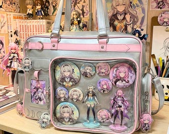 Large Multi-Color Ita Bag,Clear Big Window Bag,Anime Pin Display Bag,Shoulder ita bags,Pin Display Bag,Gifts for Anime lovers,Birthday gift