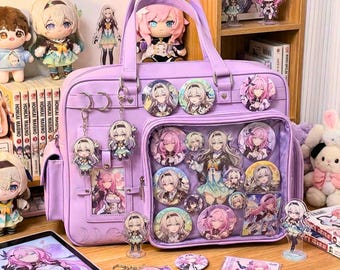 Extra large 40cm Pink Ita Bag, Clear Big Window Bag, Anime Pin Display Bag, Pin Display Bag, Idol Plush Doll Display Bag, Personalized Gifts