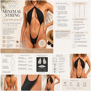 Easy Sewing Pattern, Minimal String Swimsuit PDF S-XXL Download