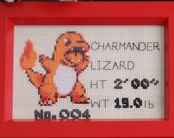 Charmander Pokedex Cross Stitch Pattern