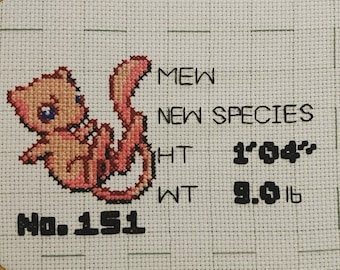 ミュウ ポケモン図鑑 クロスステッチ パターン